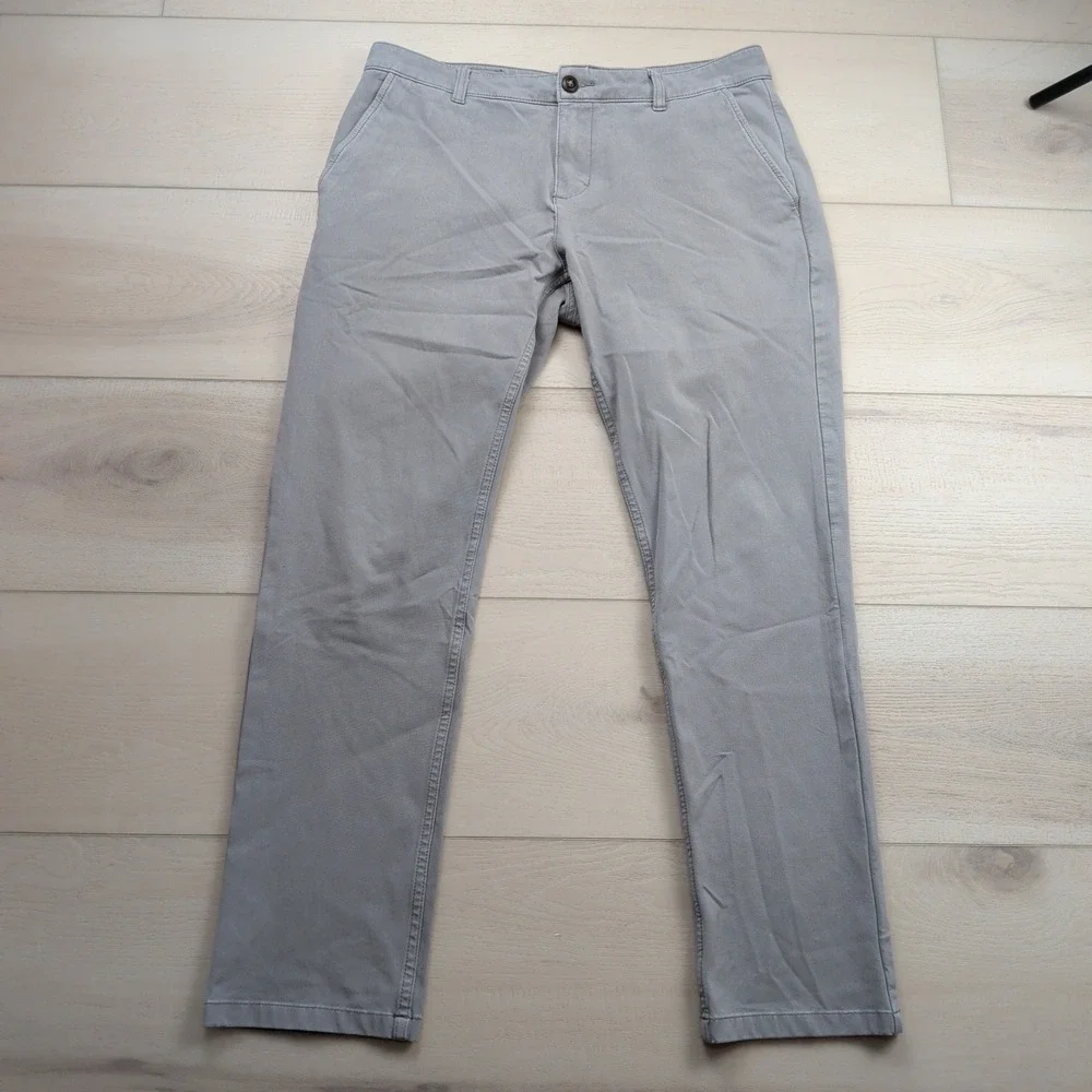 Mugsy Damens Light Gray Chino Pants Mens 35x32 (Fits 35x31) Stretch Cotton Rayon